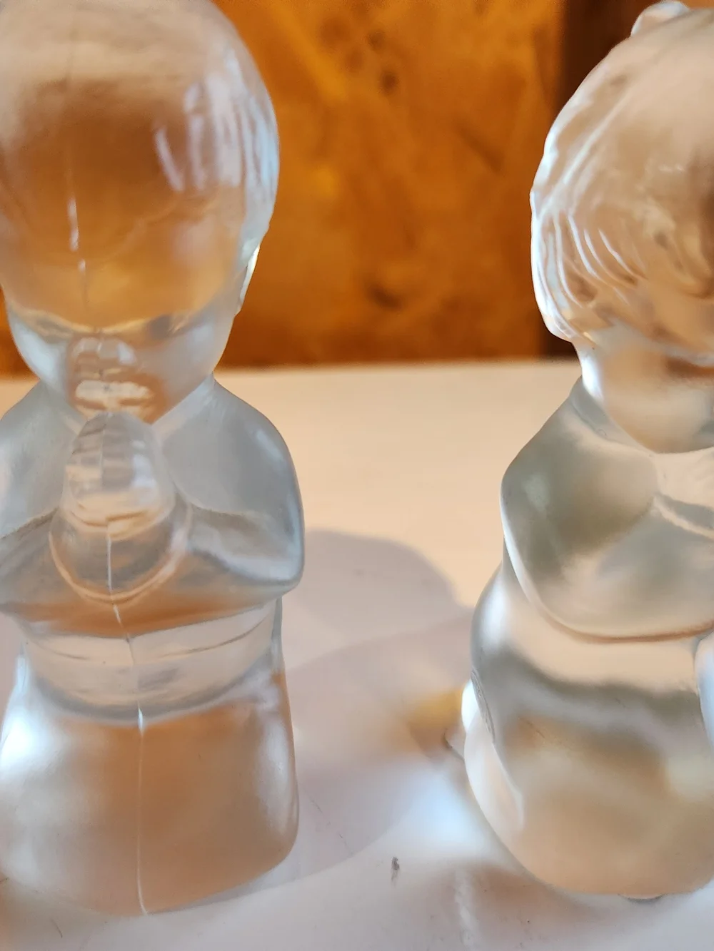 Fenton Frosted Clear Glass Praying Children Figurines